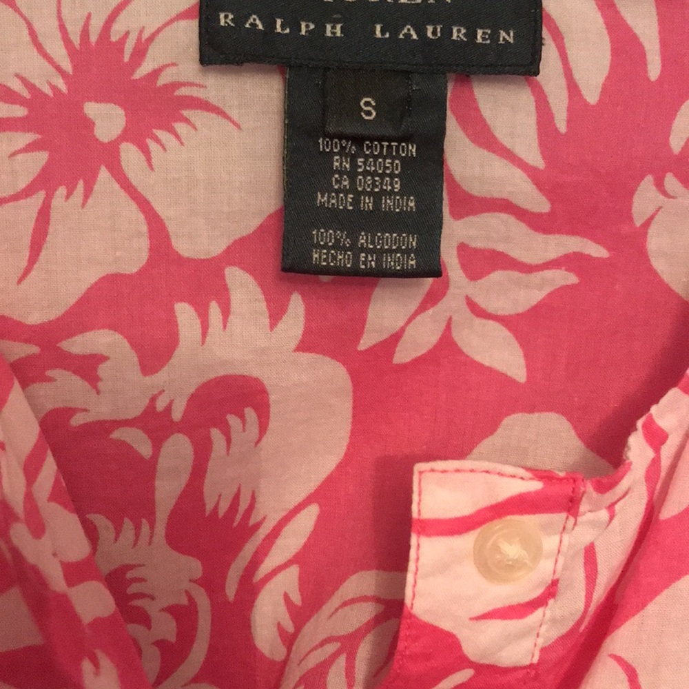 FLORAL BLOUSE RALPH LAUREN S PINK & WHITE PERFECT FOR SUMMER - Picture 2 of 5